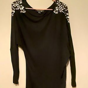 Forever 21 black shirt with Diamond stones across shoulders